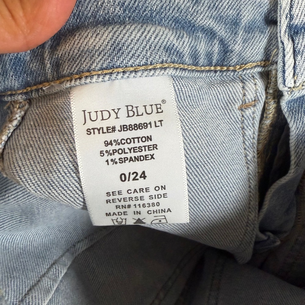 Judy Blue Light Wash Denim Joggers High Waist Drawstring Jeans LT Size 0/24 - Picture 6 of 9